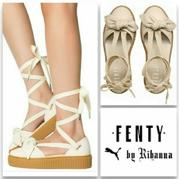 Puma Shoes - NEW Fenty Puma Bow Creeper Platform Sandal Oatmeal